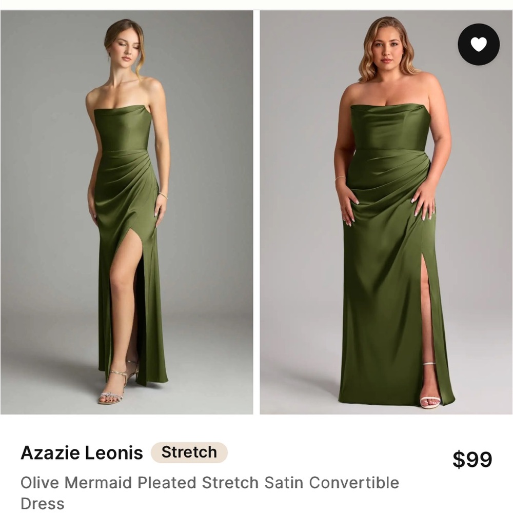 Azazzi Leonis Dress stretch satin olive